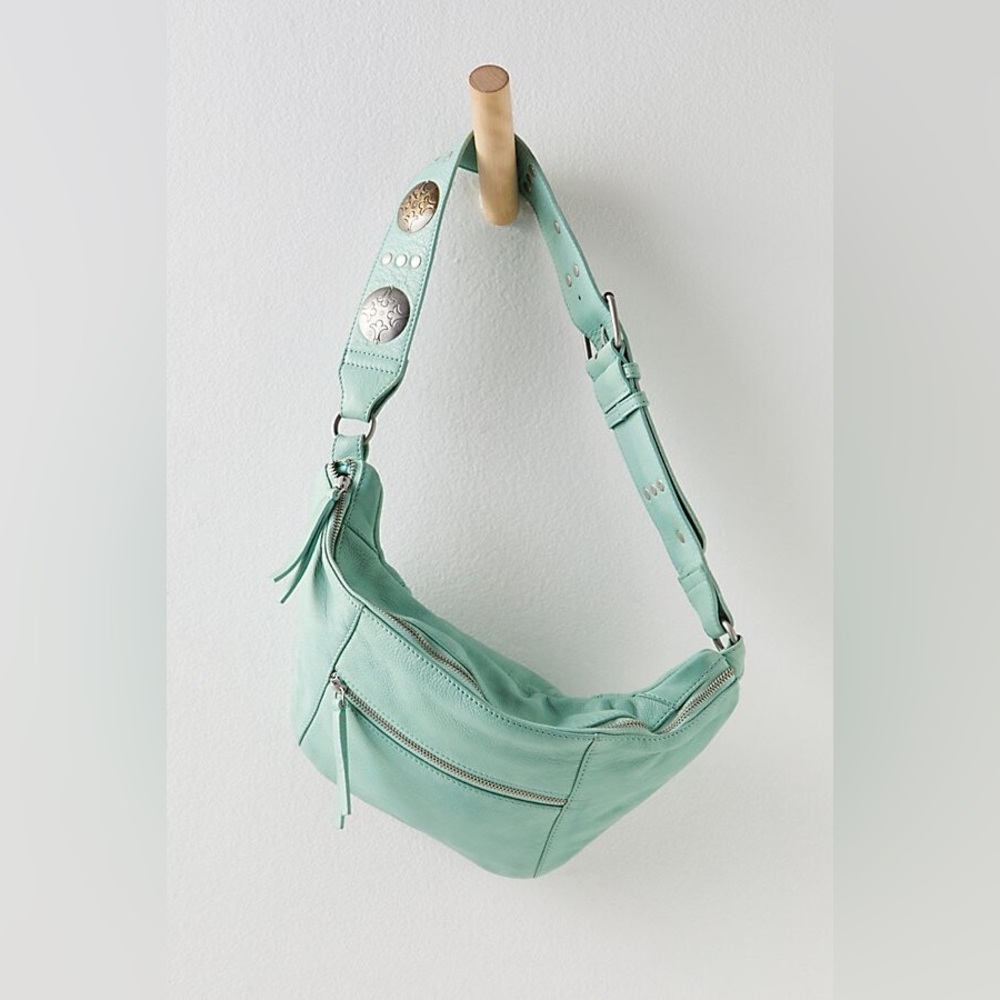 FREE PEOPLE Wilder Embellished Sling Bag NWOT in light green $98 - Picture 7 of 14
